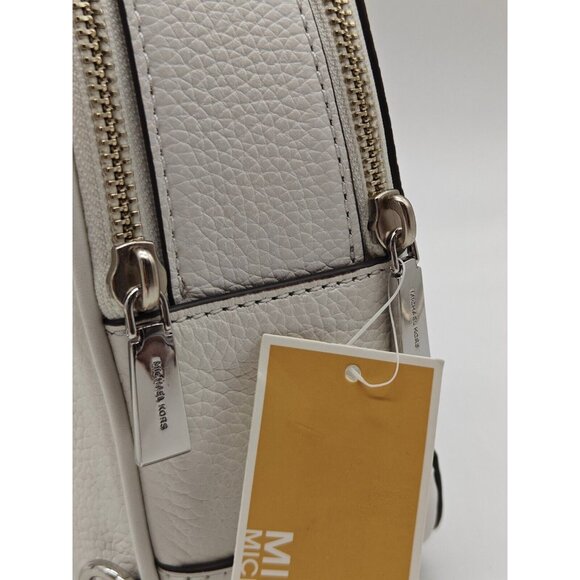 MICHAEL KORS Brooklyn pebbled leather mini backpack crossbody WHITE-Only 1 strap main image 10